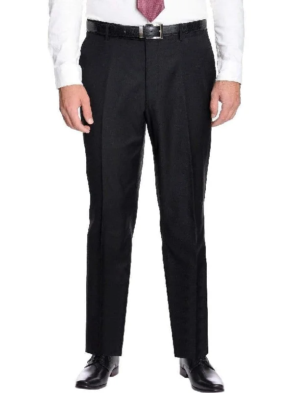 Final Markdown Creativo Classic Fit Solid Black Flat Front Washable Dress Pants