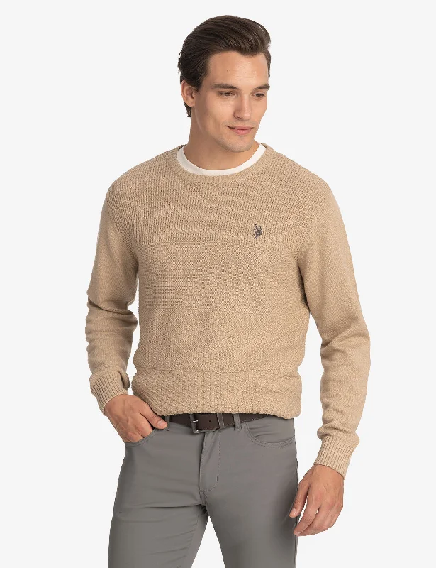 Weekend Discounts to Snag TEXTURED CREW NECK SWEATER