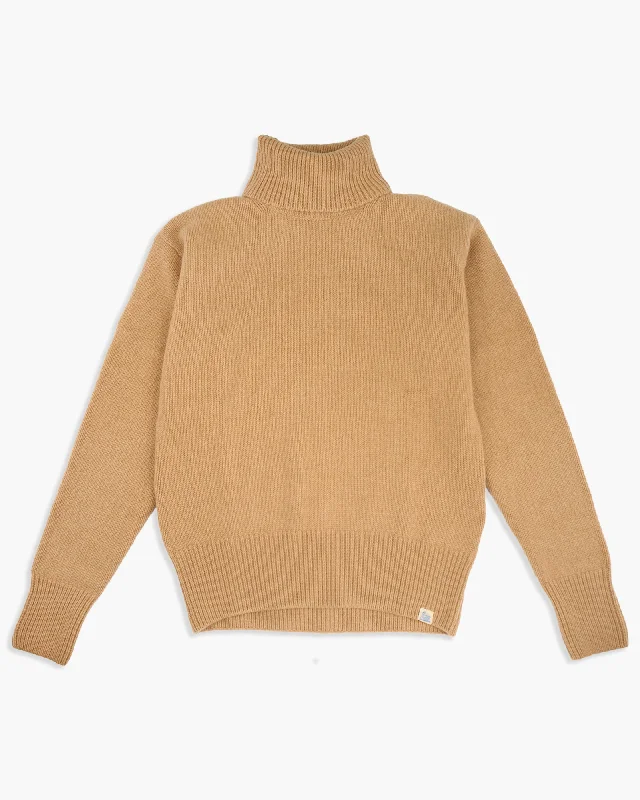 Mega Deal Merz B Schwanen Good Basics LOCT01 Merino Wool & Cashmere Relaxed Turtleneck Pullover - Toffee