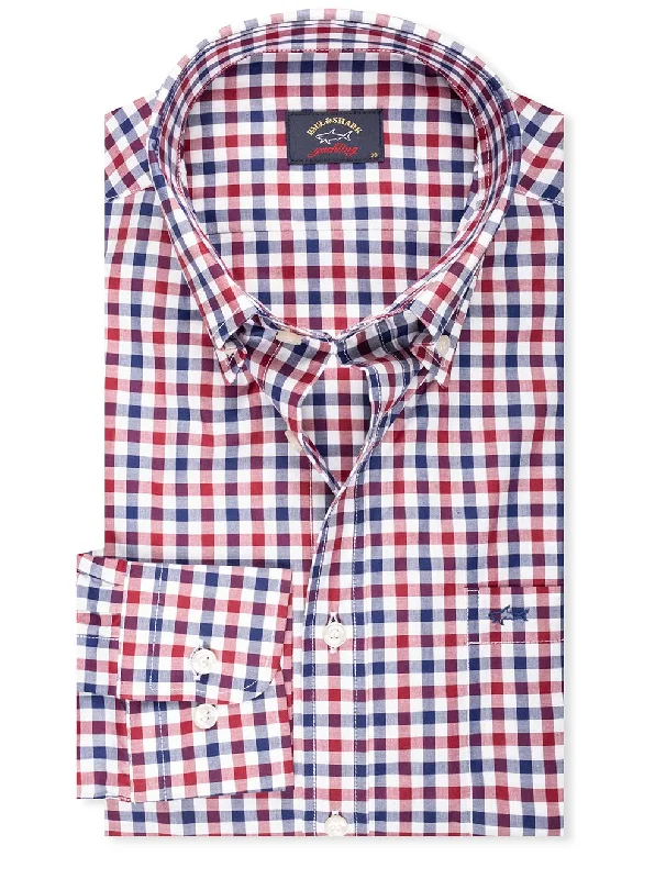 Overstock Sale Check Shirt Burgundy