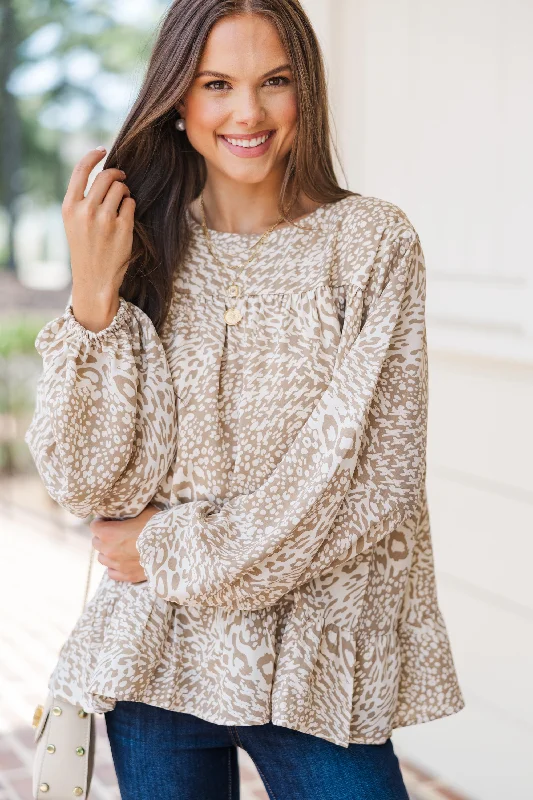 Daily Special Feeling Blessed Taupe Leopard Tunic