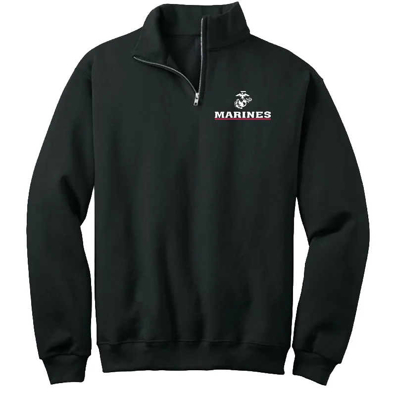 Shop and Save Marines Red Line Screen Printed Quarter-Zip Cadet Collar Sweatshirt (Captain's Special)