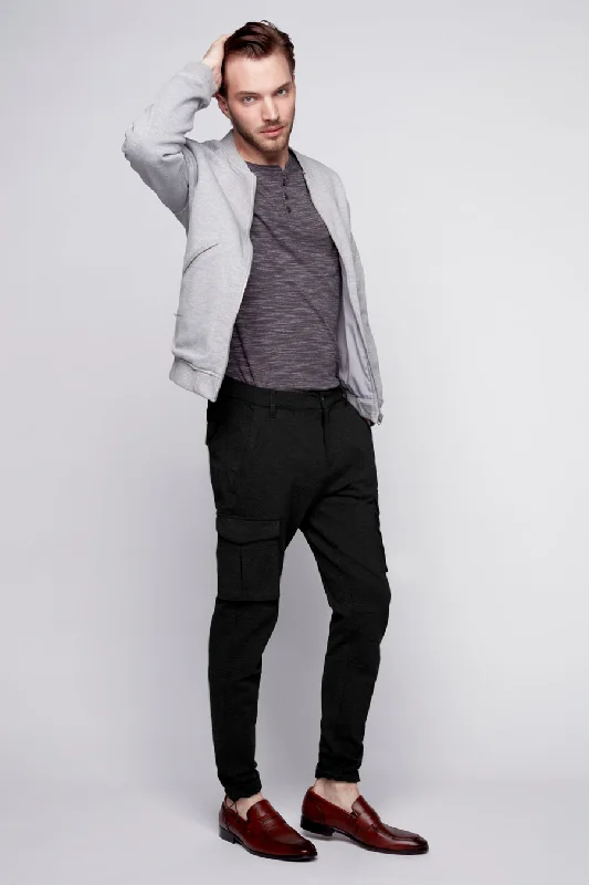 Season Finale Sale DEAN -  Slim Fit Convertible Cargo Ponte Knit Jogger - Black