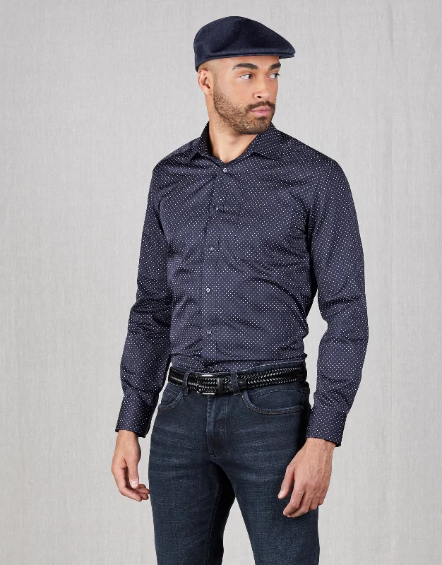 Holiday Sale Sinatra Navy & White Dot Shirt
