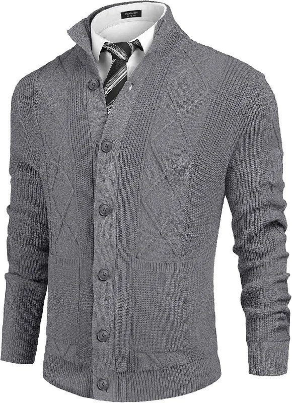 Deal Dash Casual Stand Collar Button Down Cardigan with Pockets (US Only)