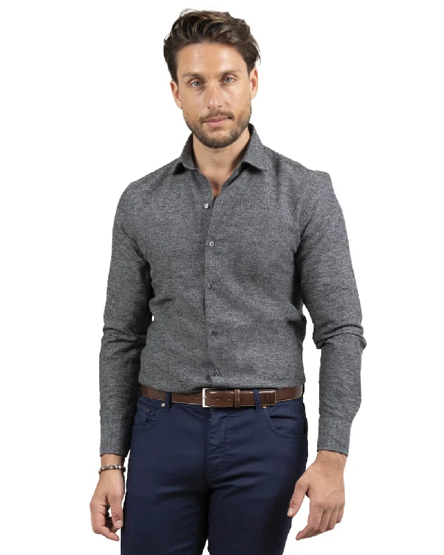 Daily Special Grey Tailored Fit Mouliné Shirt