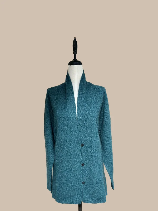 Take Action Zonia Long Yak Sweater Coat - Dark Aqua