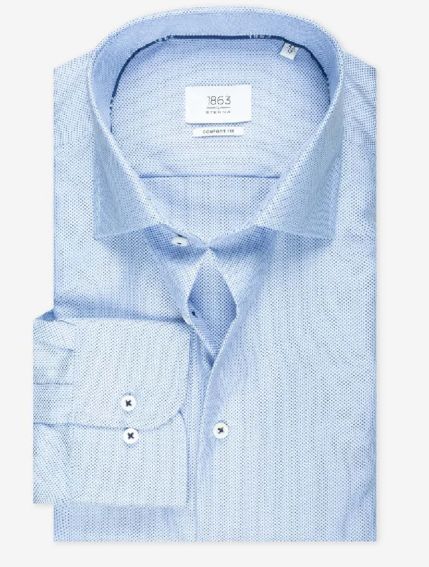 Doorbuster Deal Pattern 2 Ply Comfort Fit Shirt Blue