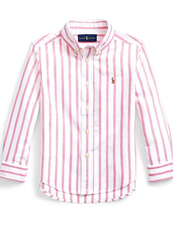 Weekend Wonders Await! Ralph Lauren Oxford Striped Slim Shirt, Pink