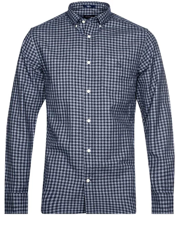 Discount Mania Regular Fit Jaspe Gingham Shirt Evening Blue