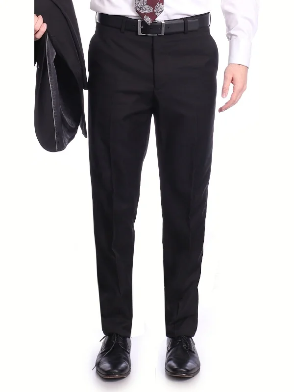 Weekend Offers That Amaze Raphael Classic Fit Solid Black Flat Front Washable Prehemmed Dress Pants