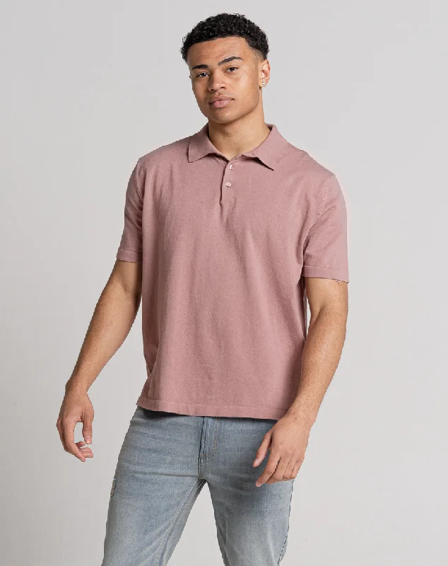 Major Savings ESSENTIAL OVERSIZED SHORT SLEEVE KNITTED POLO | PINK