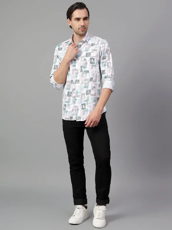 Weekend Bargains to Love Men's White Printed Full Sleeve Casual Shirt