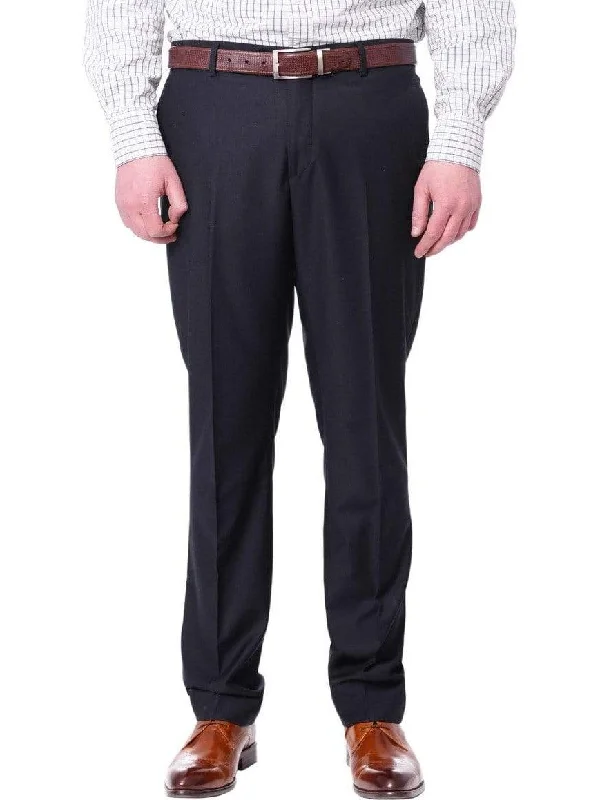 Instant Discount Jack Solamente Mens Solid Navy Blue Wool Blend Washable Slim Fit Dress Pants