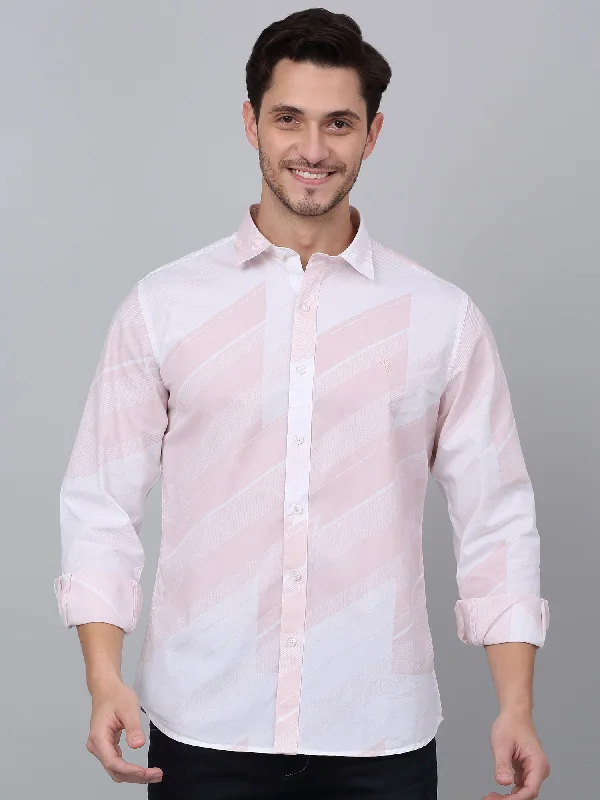 Bonus Savings Men's Pink Casual Abstract Print Full Sleeve Shirt