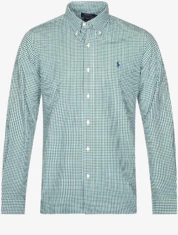 Weekend Steals Await Poplin Gingham Buttondown Shirt Green