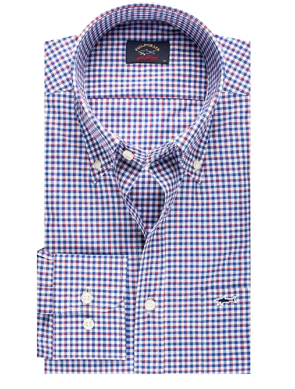 Deal Zone Check Button Down Shirt Blue