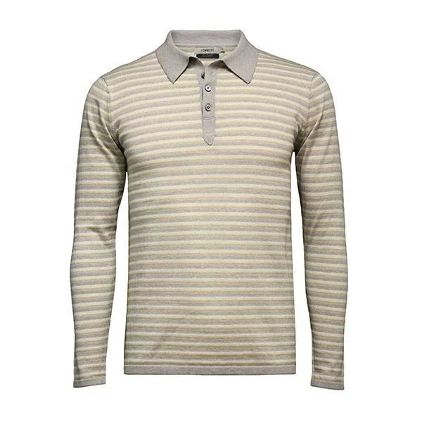 Overstock Striped Long Sleeve Polo Shirt Palm Springs