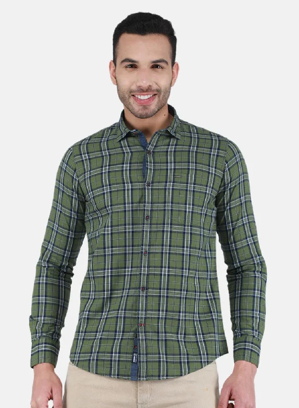 Price Drop Men Green Check Shirt