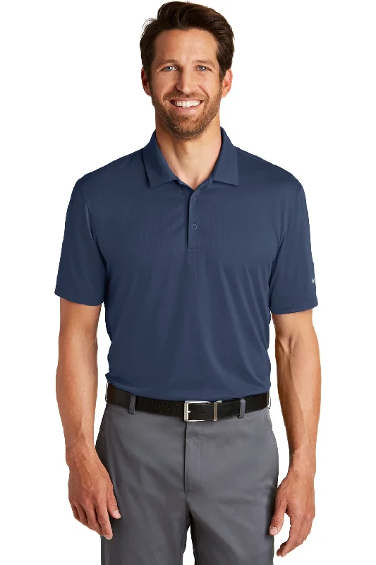 Shop and Save Nike Mens Legacy Dri-Fit Moisture Wicking Short Sleeve Polo Shirt - Midnight Navy Blue