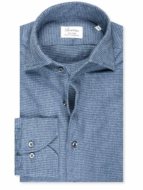 Special Discount Houndstooth Flannel Shirt Blue