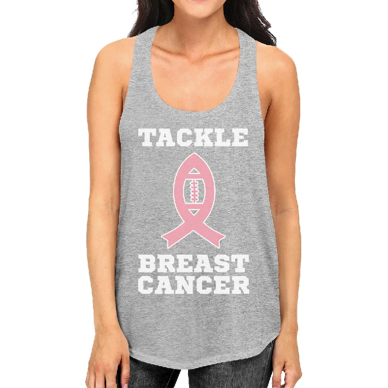 Take Advantage Tackle Breast Cancer Football Womens Grey Tank Top
