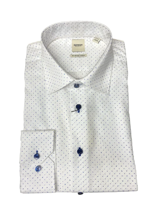 Great Deal Serica Classics Semi Tapered 100% Cotton White Dress Shirt - C2462111
