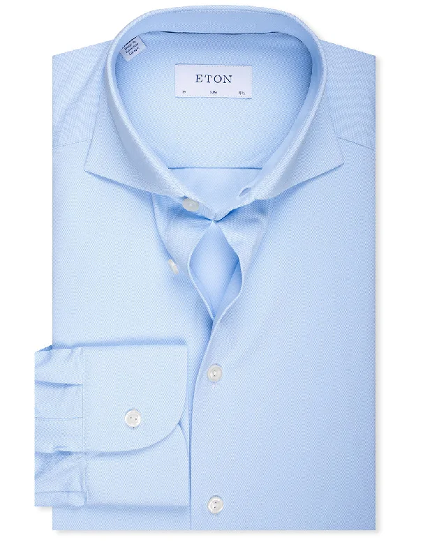 Fantastic Deals Slim Fit Four Way Stretch Shirt Blue