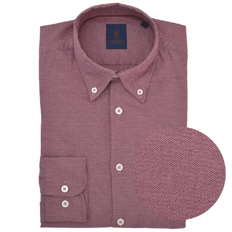 Weekend Savings Sensation Slim Fit Red Textured Button Down Collar Shirt