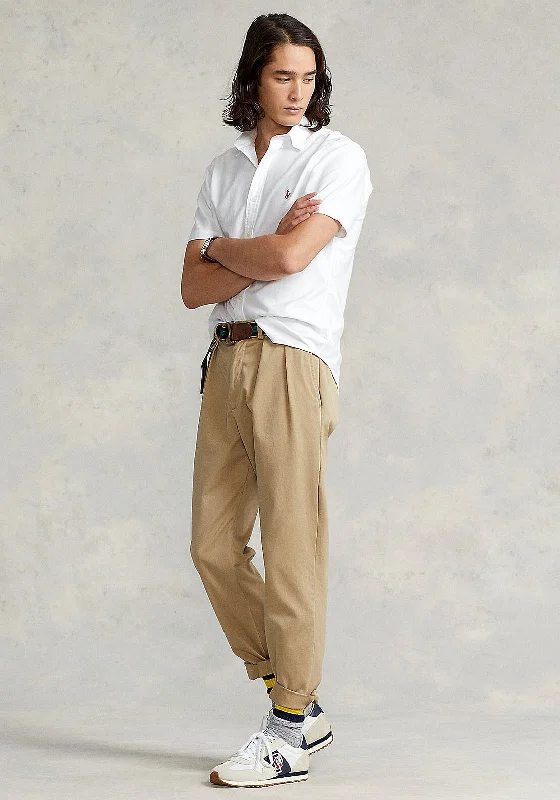 Weekend Specials to Enjoy Ralph Lauren Slim Short Sleeved Oxford Shirt, White