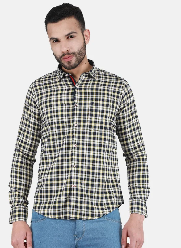 Discount Mania Men Mustard Check Shirt