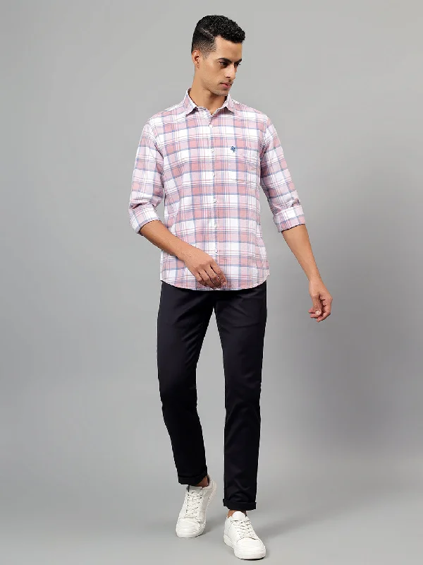 Savings Galore Men's Pink Checked Full Sleeves Casual Shirt