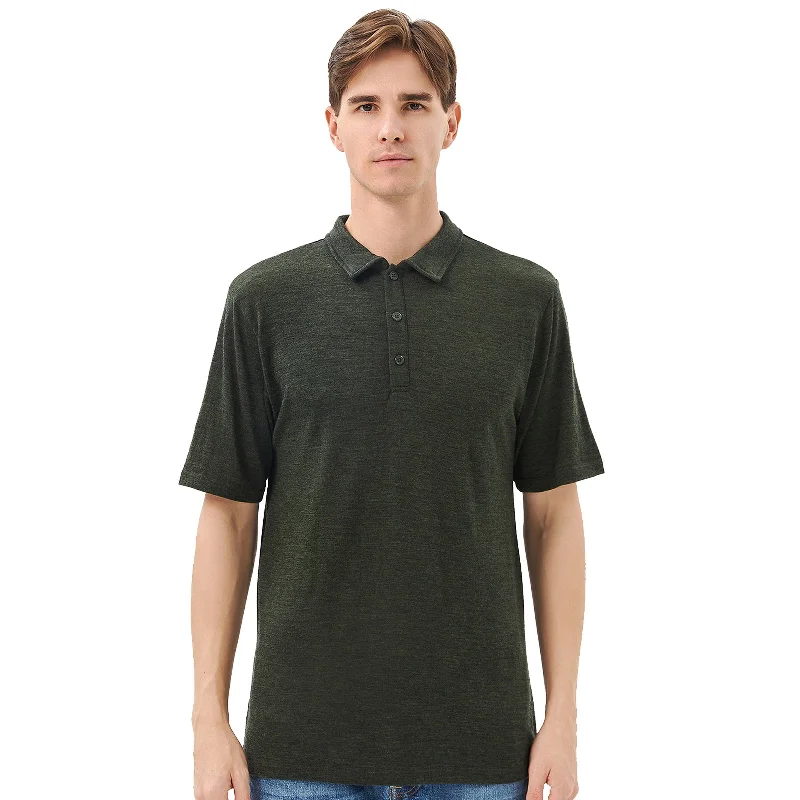 Weekend Specials to Savor Men's Merino 170g Short Sleeve Polo Army Green
