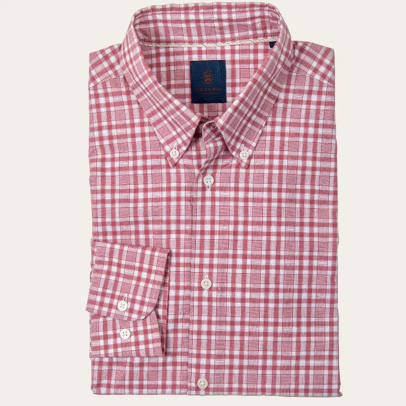 Price Drop Red Slim Fit Summer Plaid Button Down Shirt