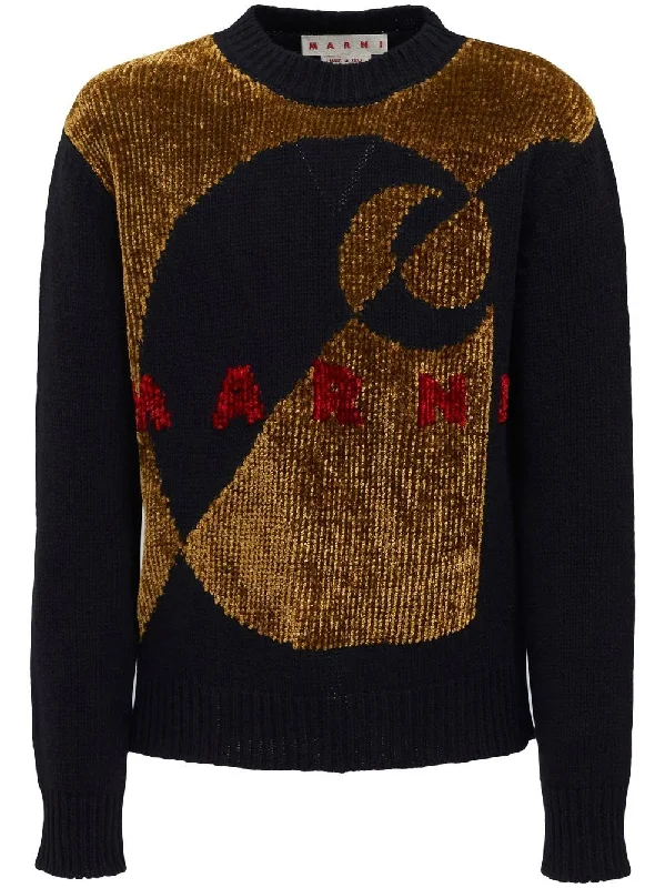Weekend Savings Spectacle Velvet-Effect Logo Knit Jumper