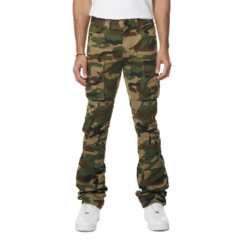 Massive Deals Stacked Utility Multi Pocket Twill Pants - Wood Camo
