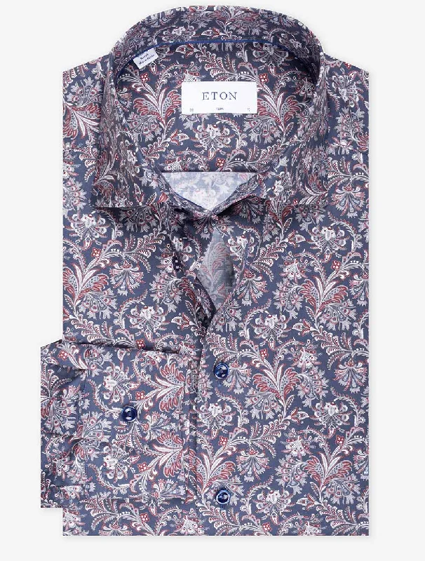 Take Advantage Slim Floral Casual Shirt Navy
