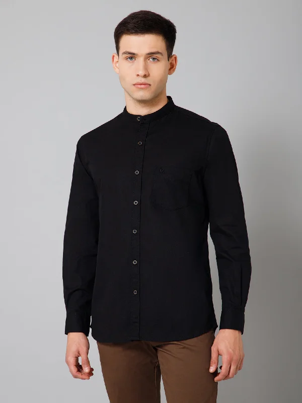 Weekend Deals to Make You Happy Men's Black Casual Plain Full Sleeve Shirt