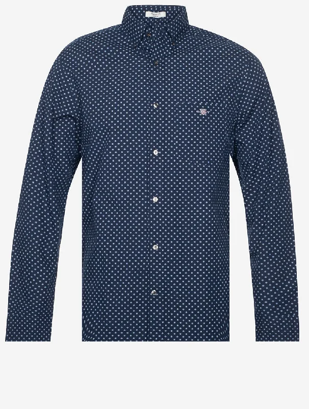 Weekend Deals to Make You Smile Regular Micro Print Shirt Marine