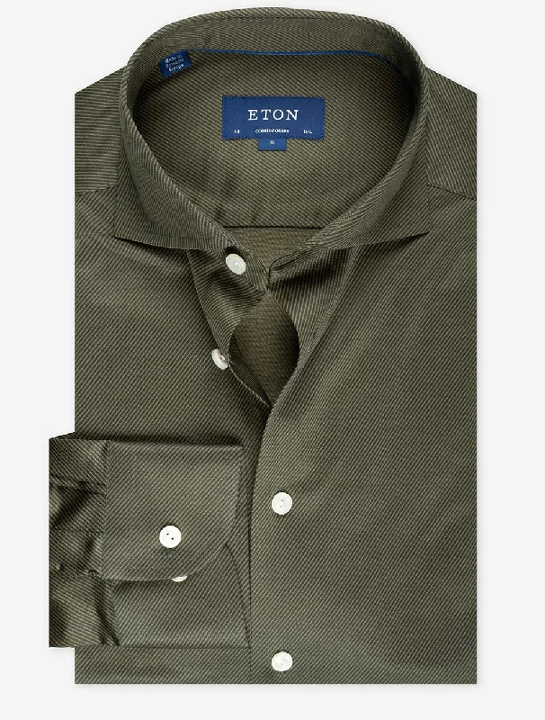 Now Available Contemporary Knit King Twill Shirt Green