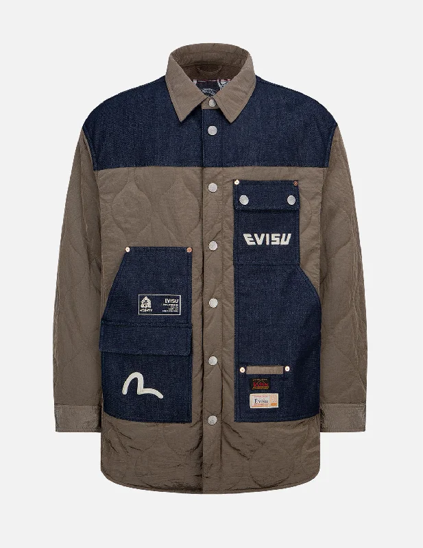 Weekend Steals Await Fabric-mixed Quilted Shirt