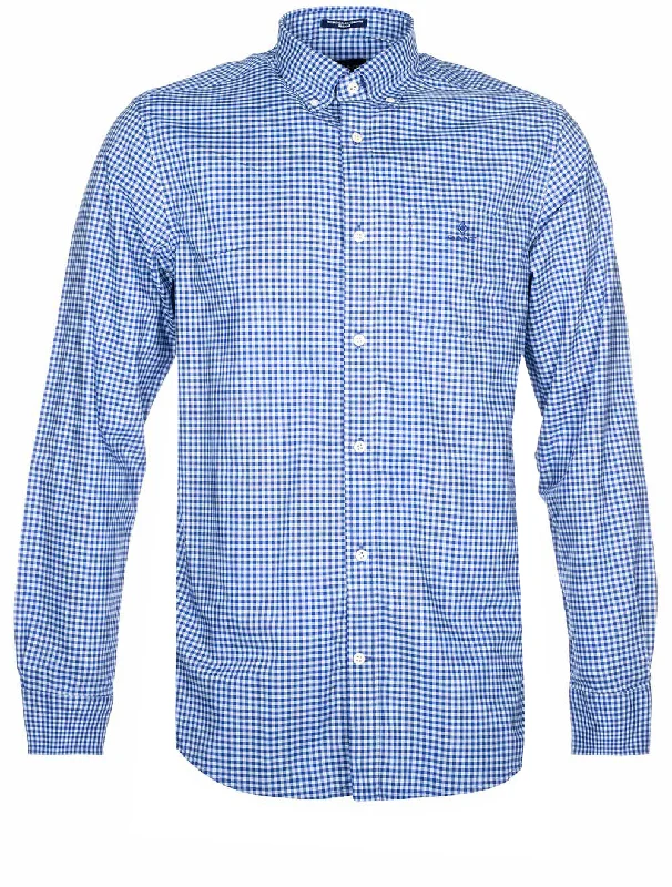 Lowest Price Regular Fit Blue 2-Color Gingham Broadcloth Shirt College Blue