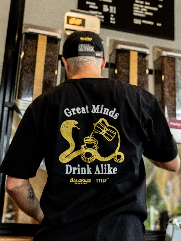 Special Savings Allpress X Thrills Great Minds Drink Alike Oversize Pocket Tee - Black