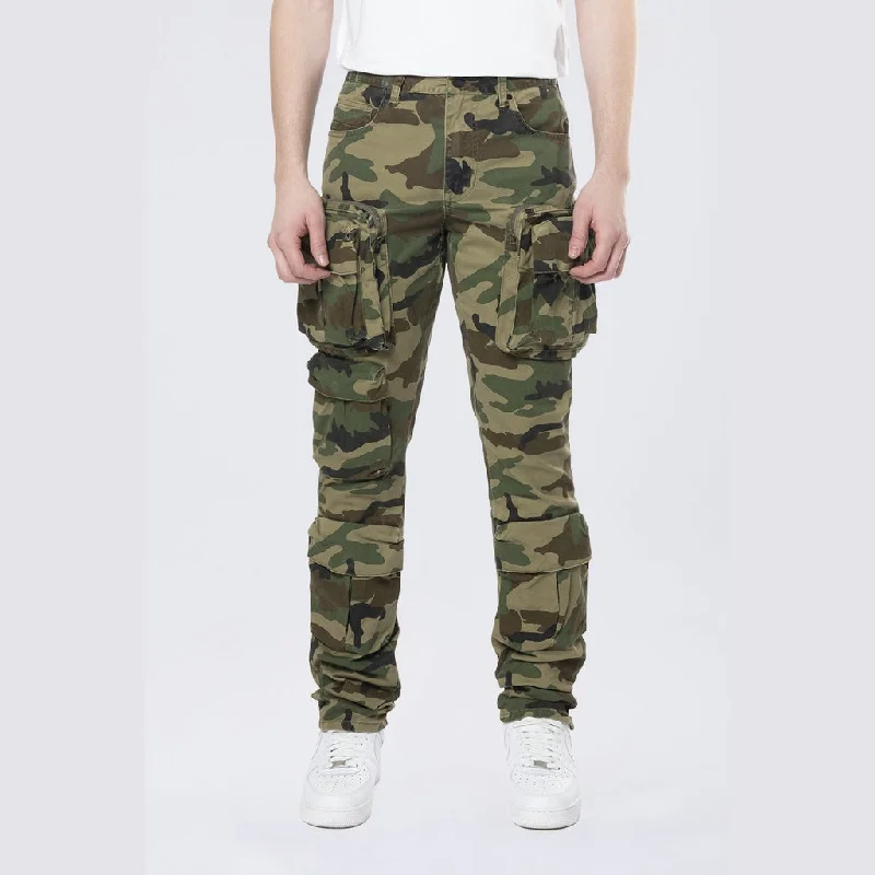 Weekend Bargains to Grab Long Slim 5 Pocket Cargo Twill Pants - Wood Camo