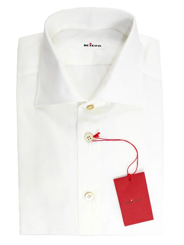 Discount Extravaganza Kiton Dress Shirt White - Spread Collar 42 - 16 1/2
