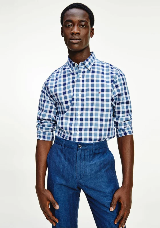Hurry In Tommy Hilfiger Travel Oxford Check Shirt, Colorado Indigo