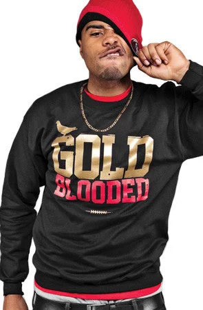 Weekend Deals That Please Gold Blooded (Men's Black/Red Crewneck Sweatshirt)