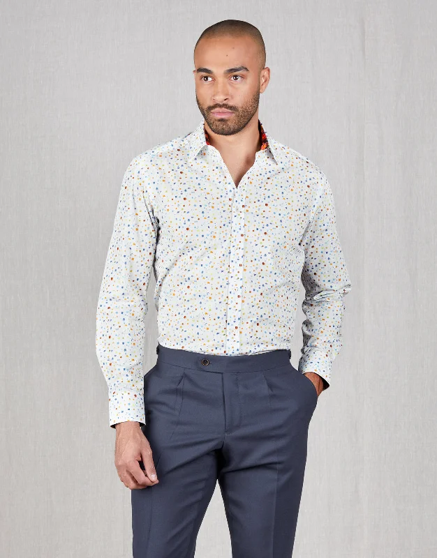 Referral Discount Barbican Orange & Blue Splatter Print Shirt
