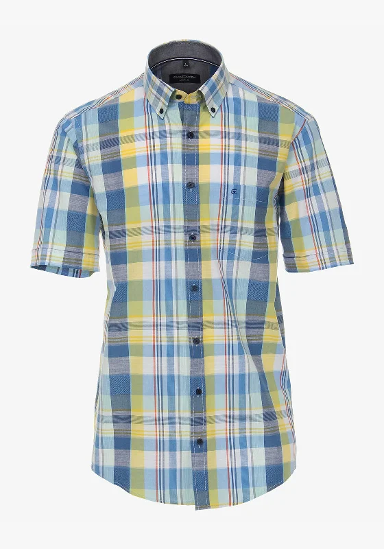 Mega Discount Casa Moda Short Sleeve Medium Check Print Shirt, Multi