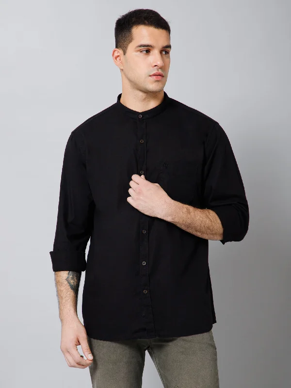 Reduced Price Men's Black Casual Plain Full Sleeve Shirt